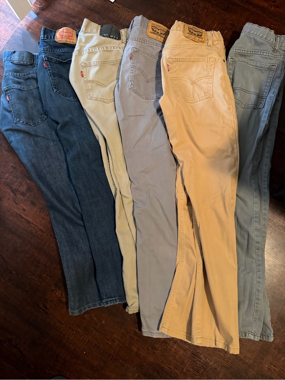 Levi's Five-Pack Jeans Set in Blue, Beige, Tan, Gray, Olive